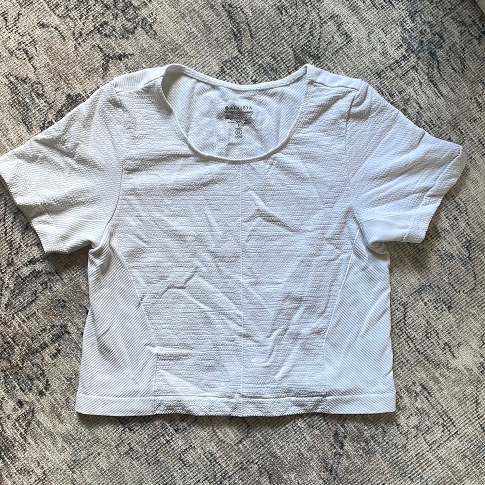 Athleta White Crop Workout Top